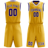 Custom Gold Light Purple Basketball Set