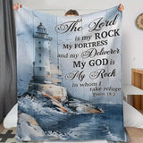 Motivational Blanket Gifts for Son - The Lord is my ROCK My FORTRESS and my Deliverer - From Parents, Birthday Christmas Graduation, Inspirational