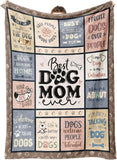 Blanket for Dog Mom Gifts, “Best Dog Mom Ever”, From Son Daughter Kids, Birthday Christmas Everyday Encouragement, Inspirational Theme