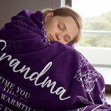 Blanket for Grandma Gifts, “Every time you snuggle this blanket, feel the warmth knowing it’s a big hug from us. We love you!”, From Family, Birthday, Christmas, Everyday Encouragement, Inspirational