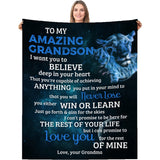 Gifts for Grandson Blanket - To My Amazing Grandson I Want You to Believe Deep in Your Heart,” From Grandma, Birthday, Graduation, Everyday Encouragement, Inspirational