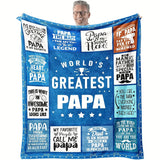 Gifts for Papa Blanket - World’s Greatest Papa - From Kids Parents, Birthday Christmas Holiday, Inspirational Motivational