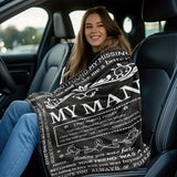 Blanket for Husband Gifts, “My Man, a person who makes you so happy”, From Wife, Birthday, Christmas, Everyday Encouragement, Inspirational