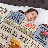 Blanket for Book Lover Gifts, “This Is My Book Reading Blanket”, From Parents, Birthday Christmas Graduation Everyday, Inspirational