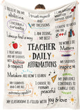 Blanket for Teacher Gifts, “Teacher Daily Affirmations”, From Students, Birthday, Christmas, Graduation, Inspirational Motivational