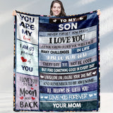 Blanket for Son Gifts, “Never Forget How Much I Love You”, From Mom, Birthday, Christmas, Graduation, Inspirational Motivational