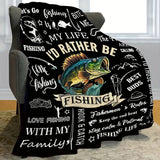 Gifts for Fisherman Blanket - I'd Rather Be Fishing - From Family, Birthday, Christmas, Everyday Encouragement, Motivational