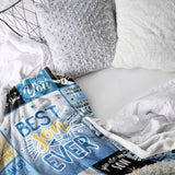 Blanket for Son Gifts, “Best Son Ever”, From Mom Dad, Birthday, Christmas, Graduation, Everyday Encouragement, Inspirational Motivational