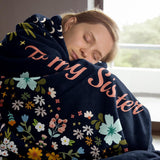 Blanket for Sister Gifts, “Tough Times Never Last But Tough People Do, Think of This Blanket as a Hug From Me to You”, From Sister, Birthday, Christmas, Graduation, Inspirational