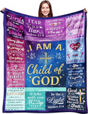 Blanket for Son Gifts, “I Am a Child of God”, From Mom Dad, Birthday, Christmas, Graduation, Inspirational Motivational