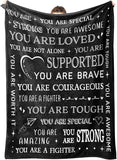 Gifts for Son Blanket, “You Are Loved, Supported, Brave, Courageous, Strong”, From Mom Dad, Birthday, Christmas, Encouragement, Inspirational