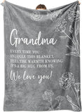 Blanket for Grandma Gifts, “Every time you snuggle this blanket, feel the warmth knowing it’s a big hug from us. We love you!”, From Family, Birthday, Christmas, Everyday Encouragement, Inspirational