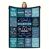 Blanket for Grandson Gifts - Dear Grandson You’re Awesome - From Grandma Grandpa, Birthday Christmas Graduation, Motivational Encouragement