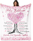 Blanket for Retirement Gifts, “Feliz Jubilación Disfruta Del Siguiente Capítulo”, From Family Friends, Birthday Christmas Holiday, Inspirational