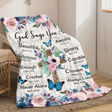 Gifts for Daughter Blanket - God Says You Are Beautiful Victorious Enough Created Never Alone Amazing Strong Capable Chosen Always Loved - From Parents, Birthday Christmas Everyday Encouragement, Inspirational Motivational