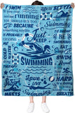 Blanket for Son Gifts, “Just Keep Swimming”, From Mom Dad, Birthday, Christmas, Graduation, Motivational Inspirational Blue