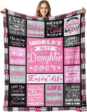 Gifts for Daughter Blanket, “World’s Best Daughter Ever”, From Mom Dad, Birthday, Christmas, Graduation, Motivational Inspirational