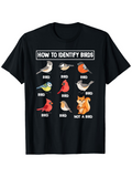 Men's T-Shirt How To Identify Birds Colorful Forest Animals With Charming Squirrel Among Birds