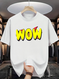 Men's T-Shirt Bold Comic Style Yellow Lettering Wow
