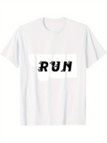 Men's T-Shirt Run Bold Stylized Text With Dynamic Motion Effects