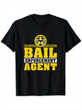 Men's T-Shirt Bail Enforcement Agent Yellow Print With Police Star Badge