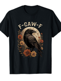 Men's T-Shirt FCawF Raven With Florals Surrounded By Golden Blooming Flowers Moon