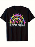 Men's T-Shirt Hospice Squad Colorful Rainbow With Small Hearts Graphic Shirt