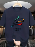 Men's T-Shirt Badminton Champion Bold Color Shards Forming Darting Shuttlecock