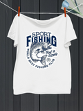 Men's T-Shirt Sport Fishing Leaping Salmon Surrounded By Club Slogan Logo Design