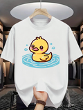Men's T-Shirt Cheerful Cartoon Yellow Duck In Blue Water Pool Duck