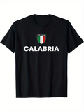 Men's T-Shirt Calabria Italian Flag Colors With Crest On Black T Shirt