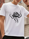 Men's T-Shirt Handdrawn Smiling Cartoon Lines With Whimsical Underwater Jellyfish