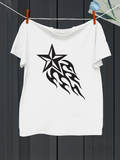 Men's T-Shirt Bold Tribal Flames Shooting Around Rising Star