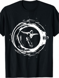 Men's T-Shirt Dynamic Brushstroke Circle With Energetic Skater Performing Inside
