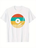 Men's T-Shirt Retro Striped Turntable Record With Pastel Colors Vinyl