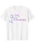 Men's T-Shirt Colorful Chemical Formula Design With Molecular Chains On White Tee