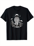 Men's T-Shirt Stargazing Astronaut Standing Among Mushrooms In An Enchanted Forest