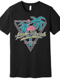 Men's T-Shirt Long Beach California With Neon Palms And Pink Flamingo