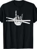 Men's T-Shirt Skeleton Hand With Drumsticks Emerging From Darkness Skeleton