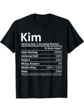 Men's T-Shirt Kim Amazing Woman Nutritional Facts Graphic Featuring Bold White Letters