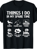 Men's T-Shirt Things I Do In My Spare Time With Simple Fishing Gear Silhouette Designs