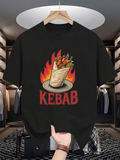 Men's T-Shirt Kebab Roasted Vegetables With Flames Behind Turkish Food Wrap