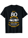 Men's T-Shirt Built Eighty Years Ago Vintage Car With Gold Banner And Sunburst Illustration