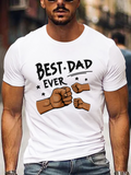 Men's T-Shirt Best Dad Ever Cartoon Arms With Fist Bump And Playful Stars