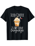 Men's T-Shirt Iced Coffee Is My Love Language With Creamy Drink Surrounded By Cute Hearts Cup