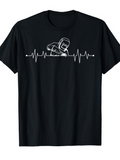 Men's T-Shirt Heartbeat Line With Skilled Welder Working On Metal Surface