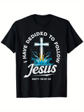 Men's T-Shirt I Have Decided To Follow Glowing Blue Water With Bright White Cross