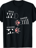 Men's T-Shirt Rock Paper Scissors Cat Paws With Striped Fur Design