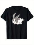 Men's T-Shirt Adorable Gray And White Fluffy Cartoon Bunny Under Soft Light Rabbit