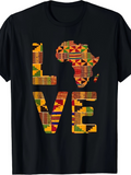 Men's T-Shirt Love African Pattern With Geometric Colorful Motif Continent Shape